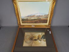 A framed oil on canvas landscape scene b