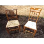 A chair with inlaid decoration and rush