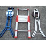 A Telesteps telescopic ladder and two folding stools.