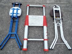 A Telesteps telescopic ladder and two folding stools.