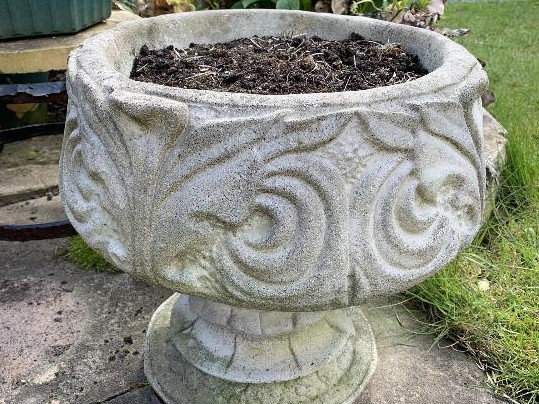Garden Stoneware - a reconstituted stoneware planter on pedestal base,