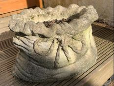 Garden Stoneware - a reconstituted stoneware planter in the style of a sack,