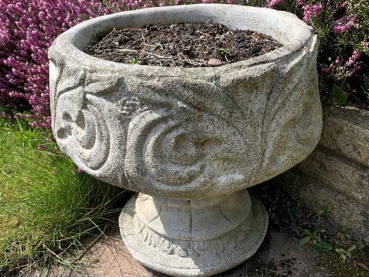 Garden Stoneware - a reconstituted stoneware planter on pedestal base,