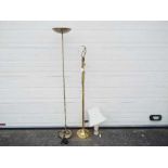 Two standard lamps, largest approximately 180 cm (h) and an onyx table lamp.