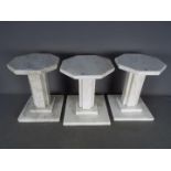 Three marble plinths, each having octagonal top, approximately 30 cm (h).
