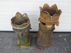 Two crown top chimney pots, largest appr