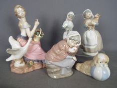 Five Spanish porcelain figurines to incl