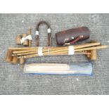 Vintage sporting / games equipment to include bowls, croquet and cricket.