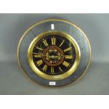 A mid-19th century French vineyard wall clock, circular brass and painted dial,