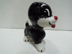 Lorna Bailey "Bengo" - Stylistic dog / puppy. Tongue out looking for a treat. Black, white and red.