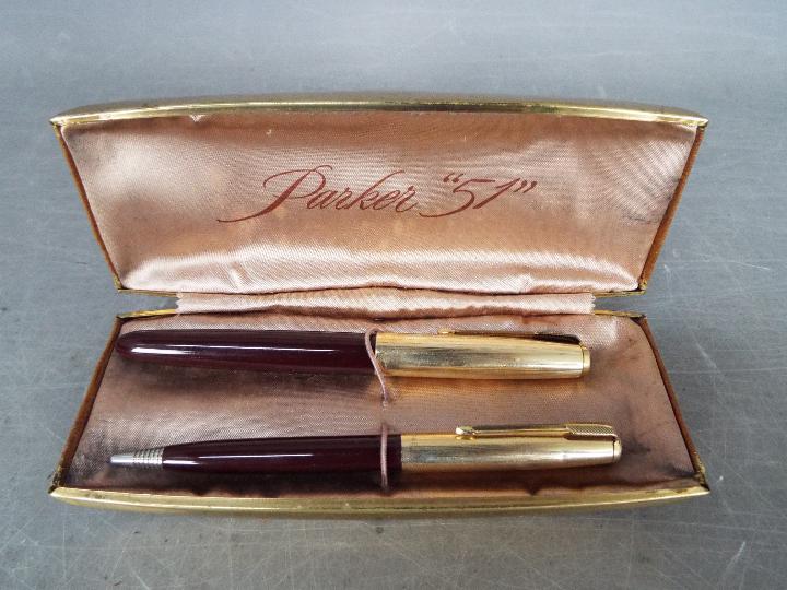 A Parker 51 pen and propelling pencil set contained in case and a Parker Frontier. - Image 2 of 6