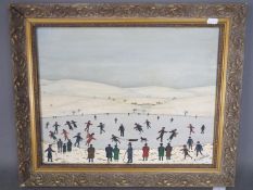 Framed oil on canvas, winter scene, signed lower left G W Smethurst, approximately 34.5 cm x 44.