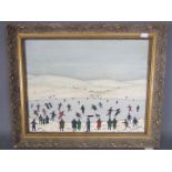 Framed oil on canvas, winter scene, signed lower left G W Smethurst, approximately 34.5 cm x 44.