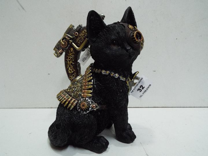 Steam punk style resin Cat. 19 cm high.