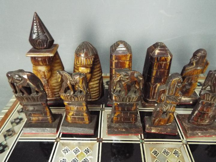 Two chess sets, one with Egyptian style pieces (10 cm king), - Image 3 of 4