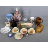 A mixed lot of ceramics and glassware to include Parrot & Company Coronet Ware, Wedgwood Jasperware,