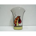 Lorna Bailey "Ravensdale" Round top Vase. - Red, yellow and orange on a white ground.