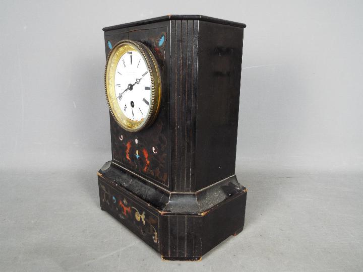 A wood cased mantel clock, marked to the dial Brocot A Paris r. - Image 4 of 8