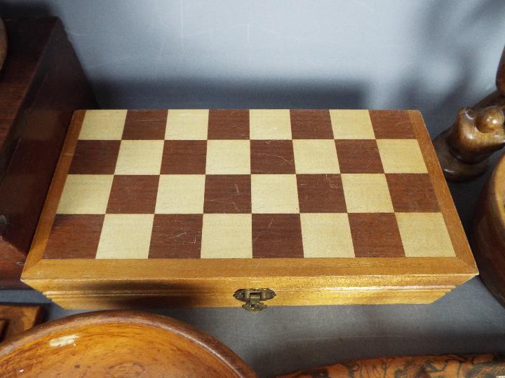 A collection of treen, wooden boxes, faux leather desk tidy, - Image 5 of 5