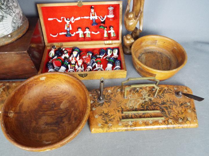 A collection of treen, wooden boxes, faux leather desk tidy, - Image 4 of 5