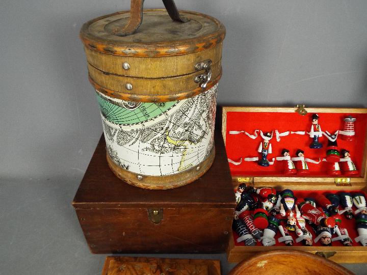 A collection of treen, wooden boxes, faux leather desk tidy, - Image 2 of 5