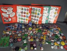Walkers - Tazos - A collection of Tazo Slammers and vintage pin badges including 4 albums of Looney