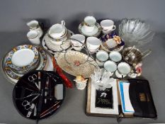 A collection of mixed tea wares to include Sutherland China, Colclough, Wade and similar,