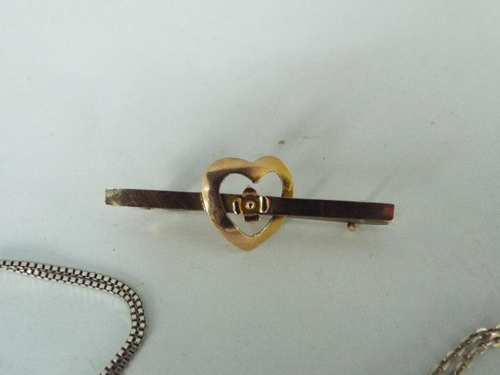 Two Silver necklaces and a heart brooch, - Image 3 of 3