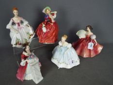 Royal Doulton - Five lady figurines comprising # HN2212 Rendezvous, # HN2862 First Waltz,
