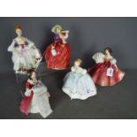 Royal Doulton - Five lady figurines comprising # HN2212 Rendezvous, # HN2862 First Waltz,