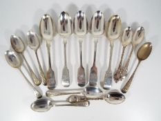 A collection of hallmarked silver coffee and tea spoons, various assay and date marks,