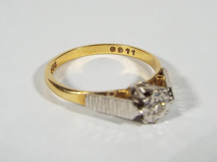 An 18ct gold illusion set diamond ring, size L½, approximately 2. - Image 4 of 5