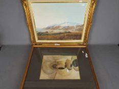 A framed oil on canvas landscape scene by Robert (Bob) Ritchie titled verso 'Snow on Blencathra',