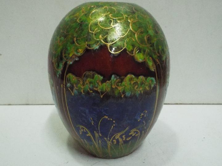 Anita Harris - "Bluebell Wood" Vase. Hand painted. Blues and greens. Stamped.