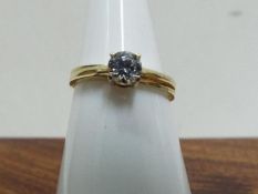 9k - A 9 ct gold stone set ring, size is N 1/2. Approximate 1.