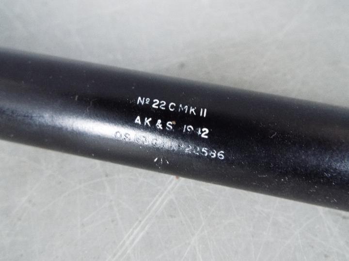 A military sighting telescope 22C MKII by A.K & S, dated 1942 and marked with broad arrow. - Image 3 of 5