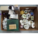 A mixed lot to comprising shoes, umbrellas, boxed snow globe,