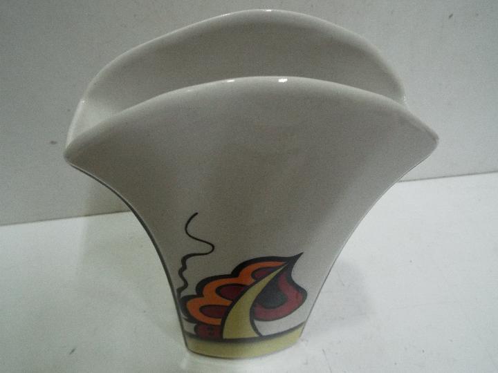 Lorna Bailey "Ravensdale" Round top Vase. - Red, yellow and orange on a white ground. - Image 2 of 3