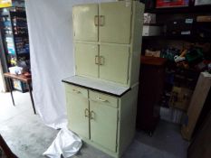 A vintage wood and metal kitchen unit measuring approximately 173 cm x 83 cm x 48 cm.