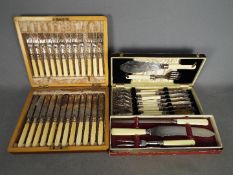 A canteen of Joseph Rodgers & Sons dessert knives and forks (twelve place setting) a cased fish