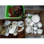 Job Lot - a large mixed lot to include ceramics, tribal mask, animal skin drum, flag, photo frame,