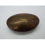 A traditional Welsh brass miner's snuff box, late Victorian, engraved 'S Thomas, Tin Man,