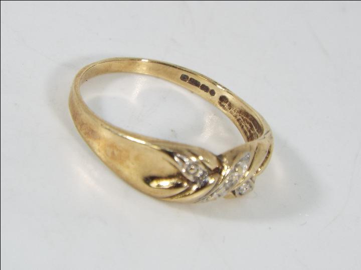 A 9ct gold and diamond set ring, size O, approximately 1.7 grams all in. - Image 4 of 5