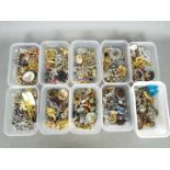 A Very Large Quantity Of Costume Jewellery - To include brooches, necklaces, paired earrings,