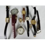 Lot to include a lady's Swiss silver cased fob watch, 800 fineness,