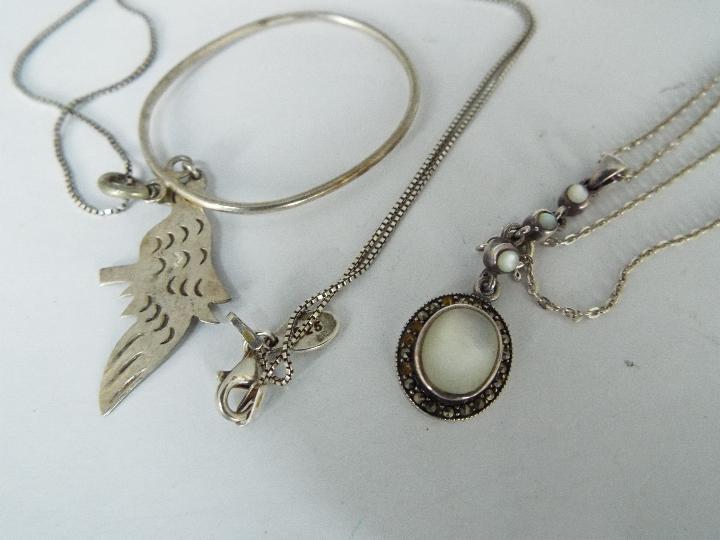 Two Silver necklaces and a heart brooch, - Image 2 of 3