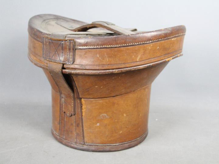 A leather top hat box containing a T Crick, Bury top hat, - Image 6 of 8