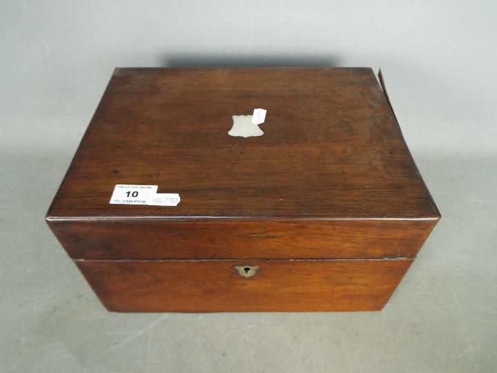 A late 19th / early 20th century travelling toilet case with fitted interior, - Image 6 of 6