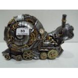 Steam punk style resin Snail. 15 cm high.