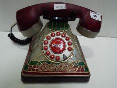 Coca Cola. Stained Glass look, light up telephone. Plastic.